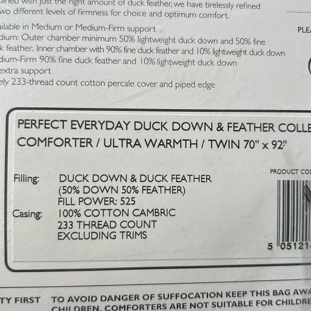 The White Company London Perfect Everyday Duck Down/Feather Collection Comforter